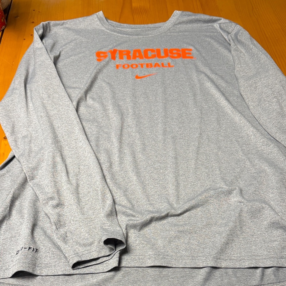 Nike Gray Syracuse Football Long Sleeve Shirt